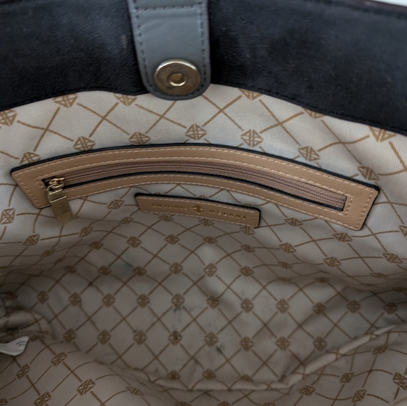 Antonio Melani Two Tone Grey Leather/Faux Leather Tablet (or Small Laptop) Bag - Picture 8 of 16